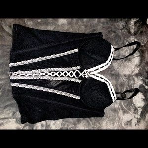 Corset top with clasps at the back